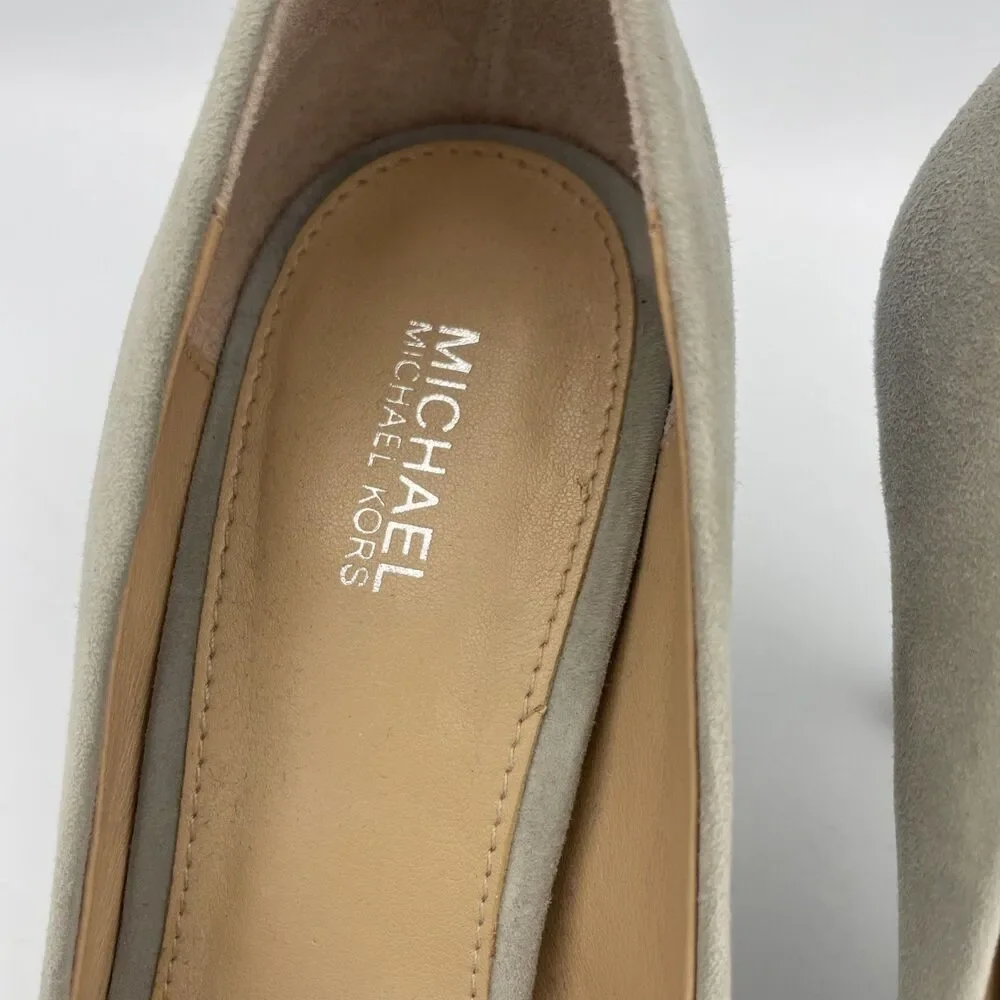 Michael Kors Dorothy Flex Pump Heels Size 7.5 Grey Suede Slip On Pointy Toe Shoe - Picture 4 of 9